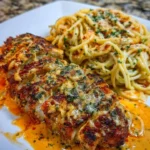 Creamy Cajun garlic chicken spaghetti served in a bowl with fresh herbs