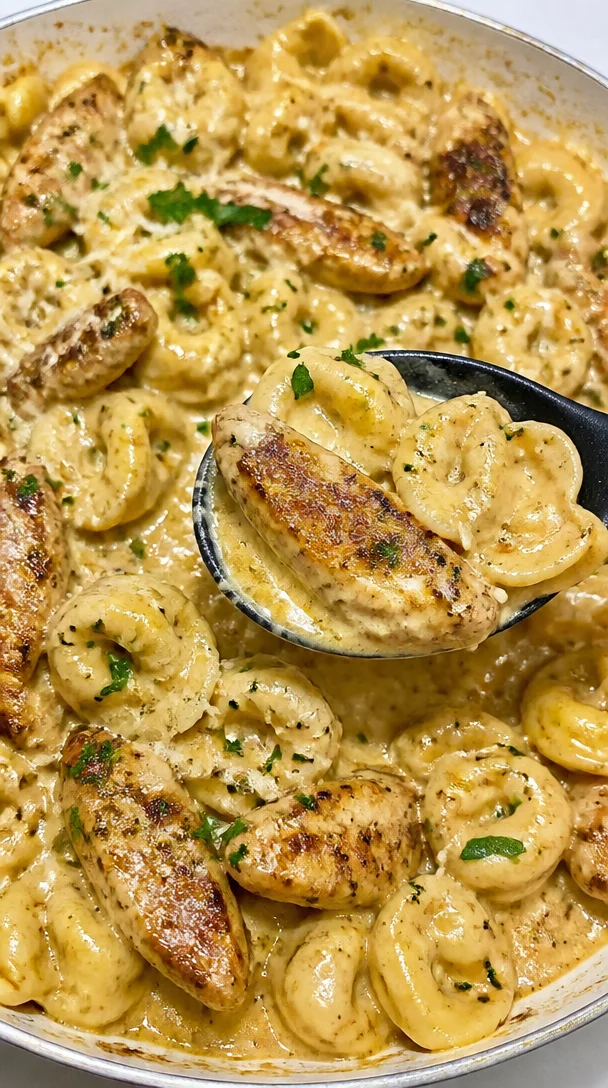 Creamy Cajun Garlic Chicken Tortellini in Three-Cheese Velvety Sauce