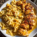 Creamy Cajun garlic herb chicken bowtie pasta recipe for family dinner