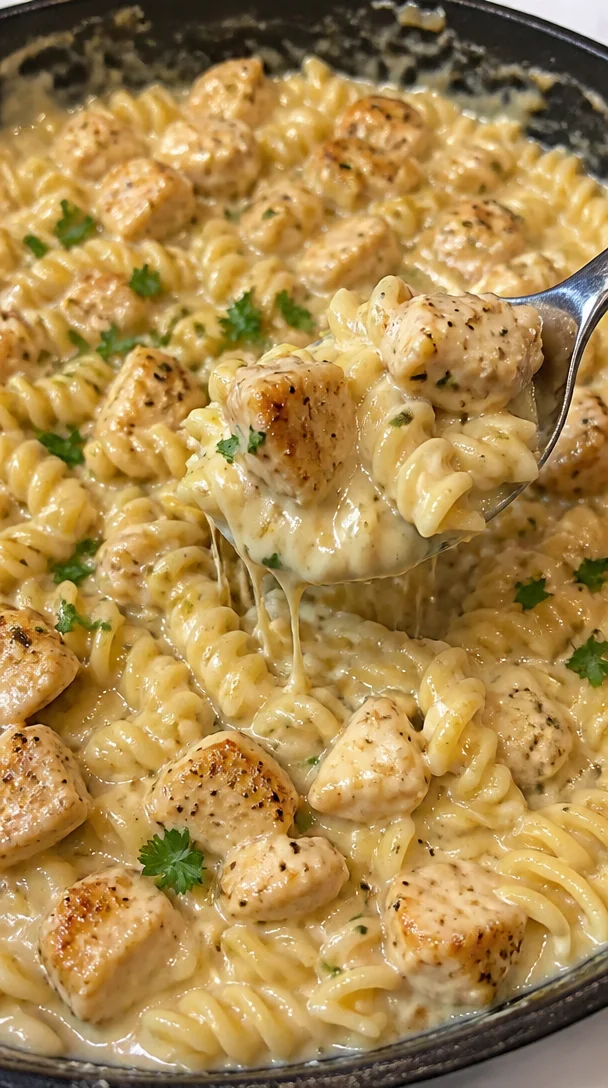 Creamy Garlic Butter Chicken and Rotini Recipe for Family Dinner