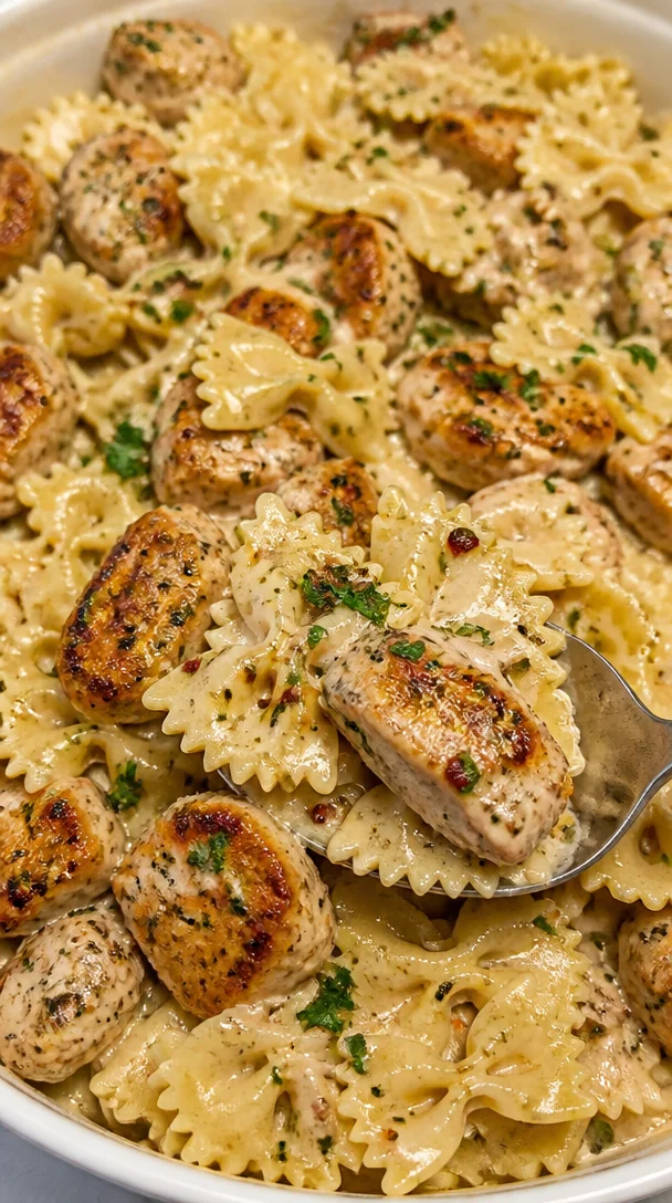 Creamy Garlic Butter Chicken Bowtie Pasta Recipe for Family Dinner