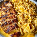 Creamy Garlic Butter Chicken Linguine served in a bowl with fresh herbs
