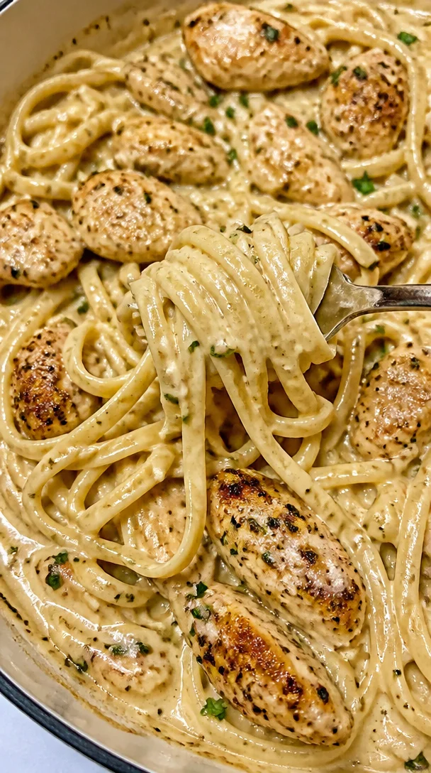 Creamy Garlic Butter Chicken Linguine with Parmesan Havarti for Two