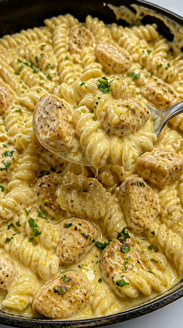 Creamy Garlic Butter Chicken Rotini With Colby Parmesan For The Week