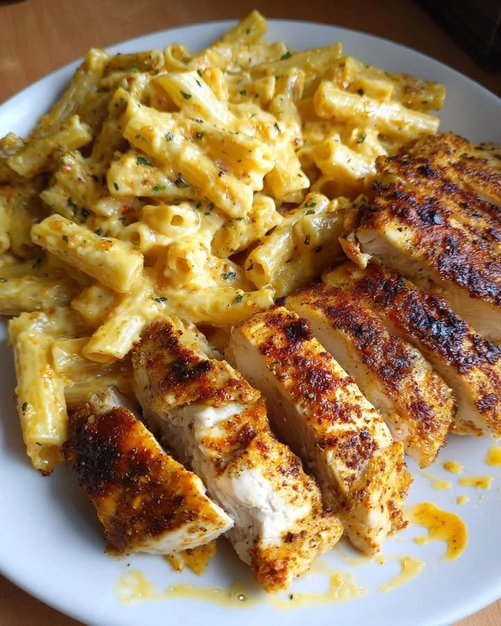 Creamy Garlic Butter Chicken with Velveeta Penne for Family Dinner