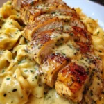 Creamy garlic herb chicken tortellini dish served in a bowl