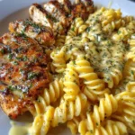 Creamy garlic Parmesan chicken served on a plate, garnished with parsley.