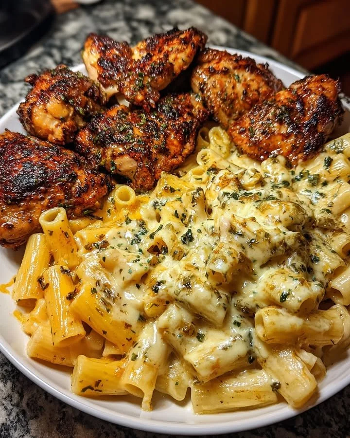Creamy Garlic Parmesan Rigatoni Recipe with Chicken for Family Dinner