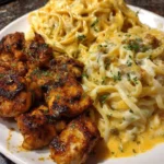 Creamy garlic ranch chicken linguine dish served in a bowl