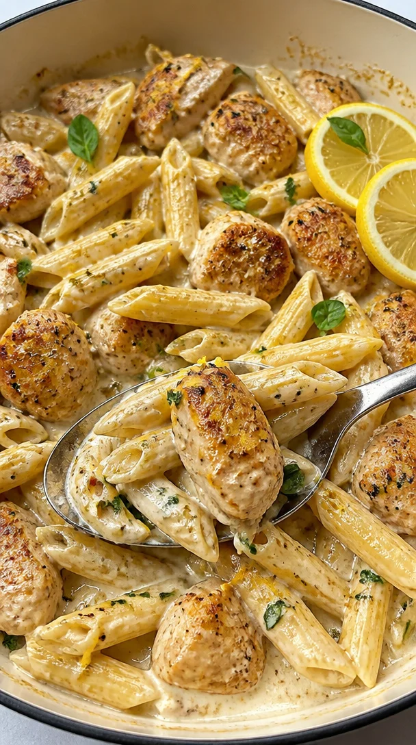 Creamy Lemon Garlic Butter Chicken Penne Recipe For Family Dinner