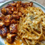 Easy Cajun Garlic Chicken Spaghetti dish served on a plate