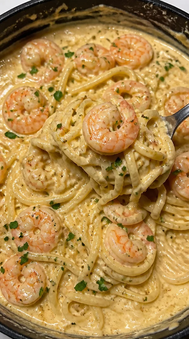 Easy Creamy Garlic Shrimp Spaghetti Recipe For Family Dinner