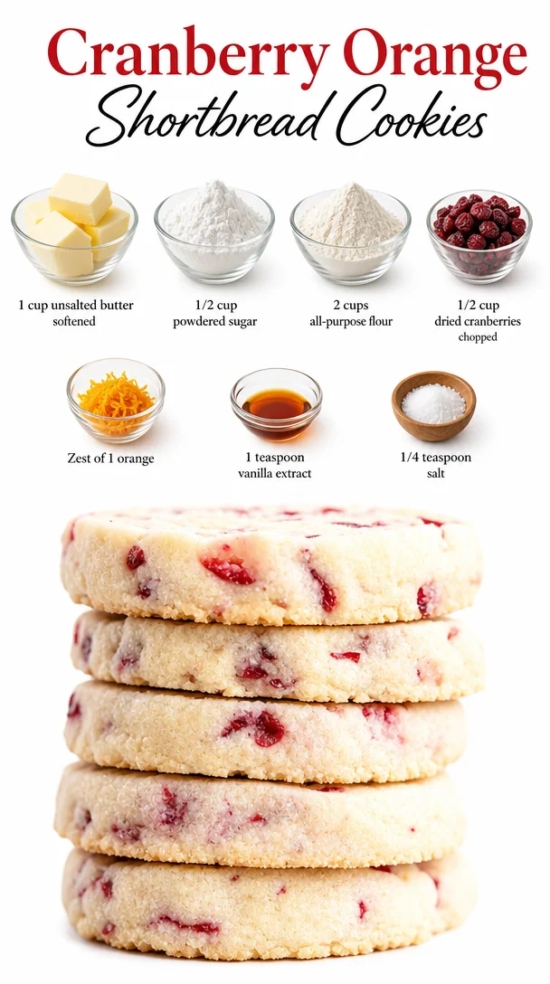 Plated cranberry orange shortbread cookies ready for family dinner.