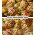 Easy garlic parmesan chicken with potatoes for a delightful family dinner