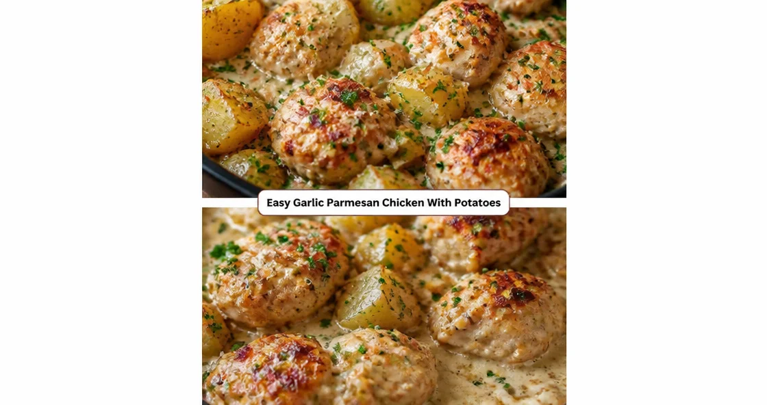 Easy garlic parmesan chicken with potatoes for a delightful family dinner