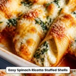 Delicious spinach ricotta stuffed shells baked with marinara sauce