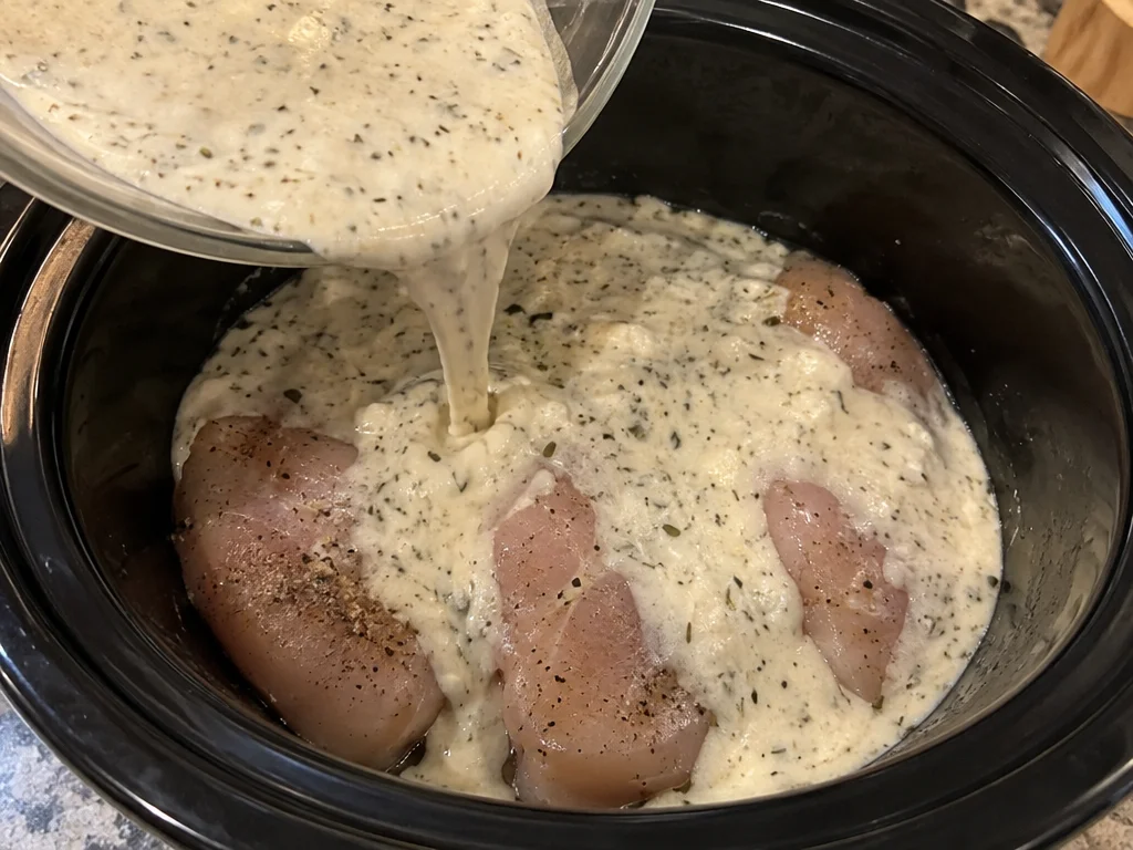 Cheesy Mozzarella Slow Cooker Chicken