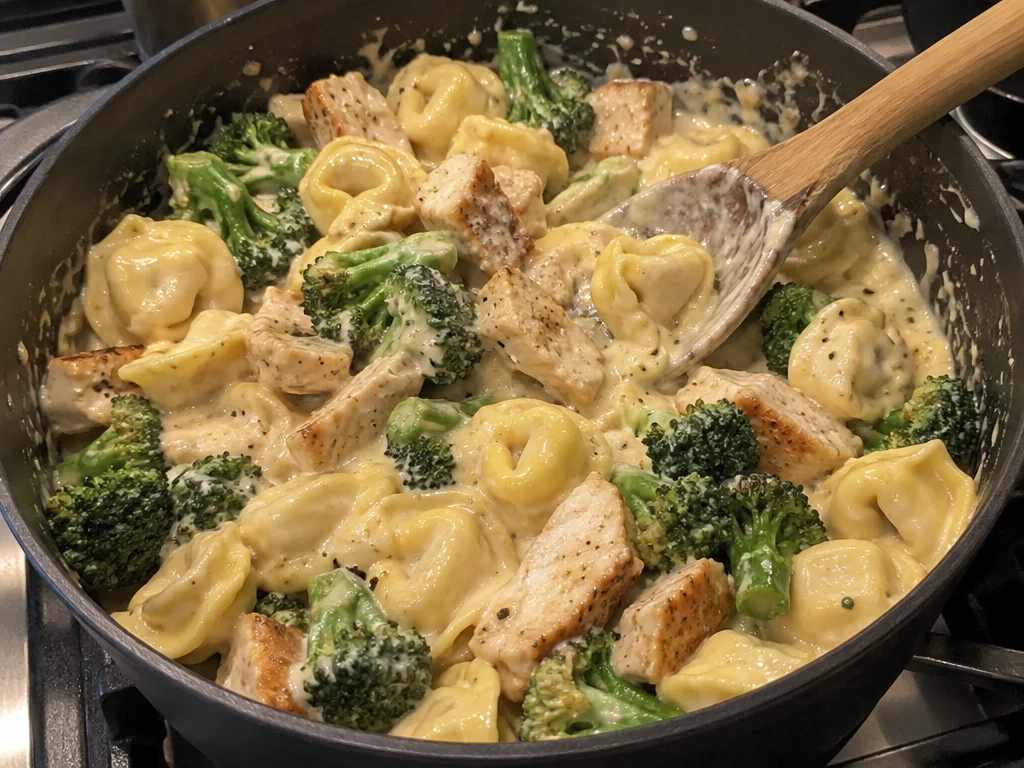 Creamy Garlic Parmesan Tortellini with Chicken and Broccoli