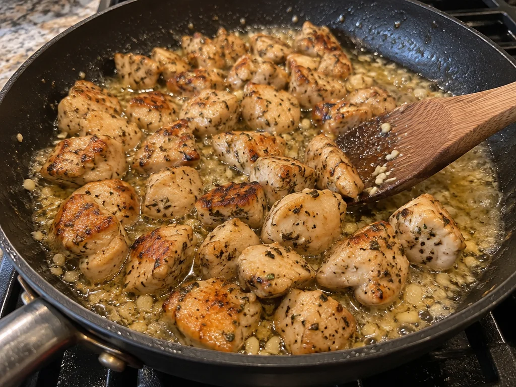 Creamy Parmesan Pasta with Garlic Butter Chicken Bites