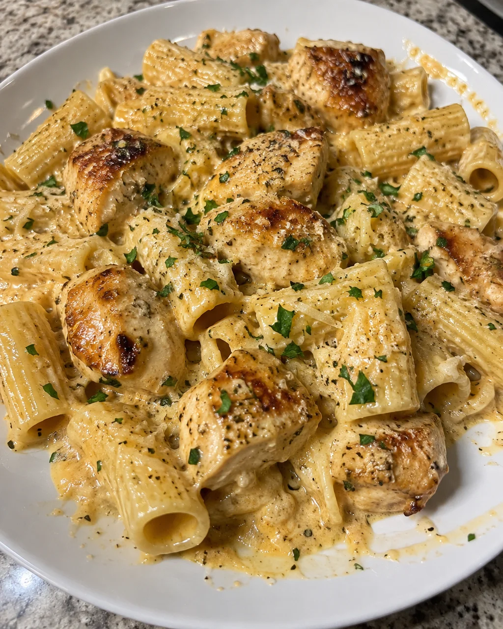 Creamy Parmesan Rigatoni Pasta with Chicken