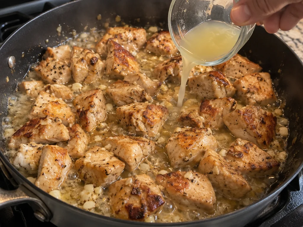 Creamy Parmesan Spaghetti with Lemon Butter Chicken Bites