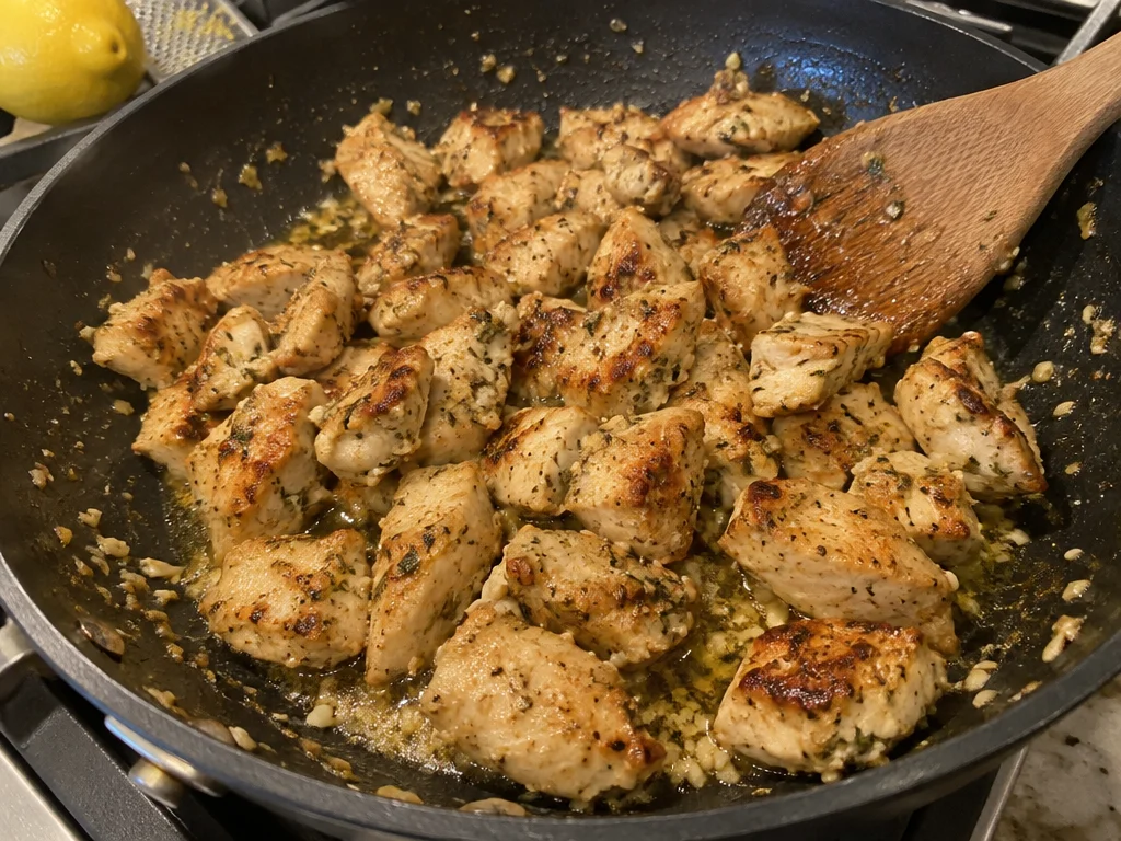 Creamy Penne Parmesan Pasta with Lemon Garlic Chicken Bites