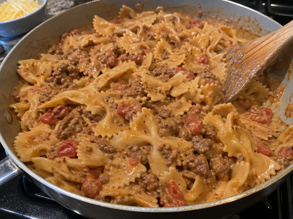 Ground Beef Bowtie Pasta