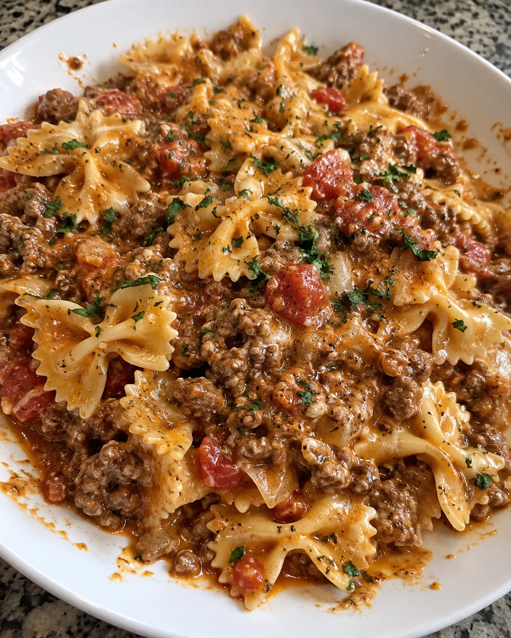 Ground Beef Bowtie Pasta
