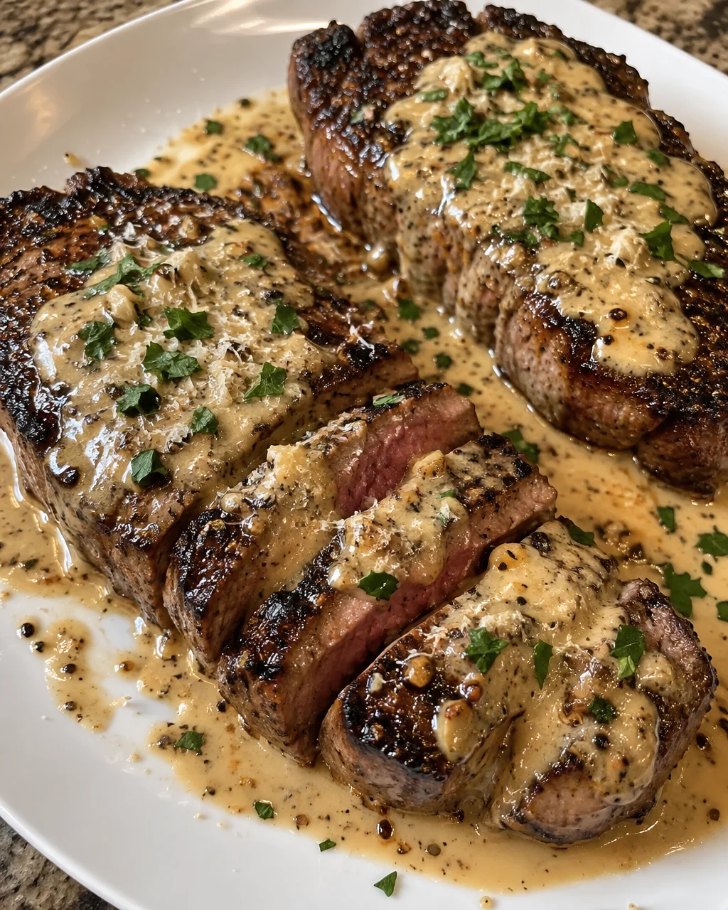 Haunted Steak with Bourbon Garlic Cream Sauce