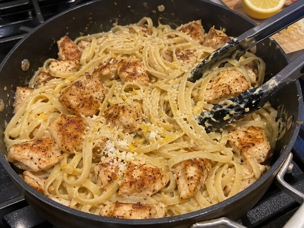 Lemon Parmesan Linguine with Garlic Butter Chicken Bites