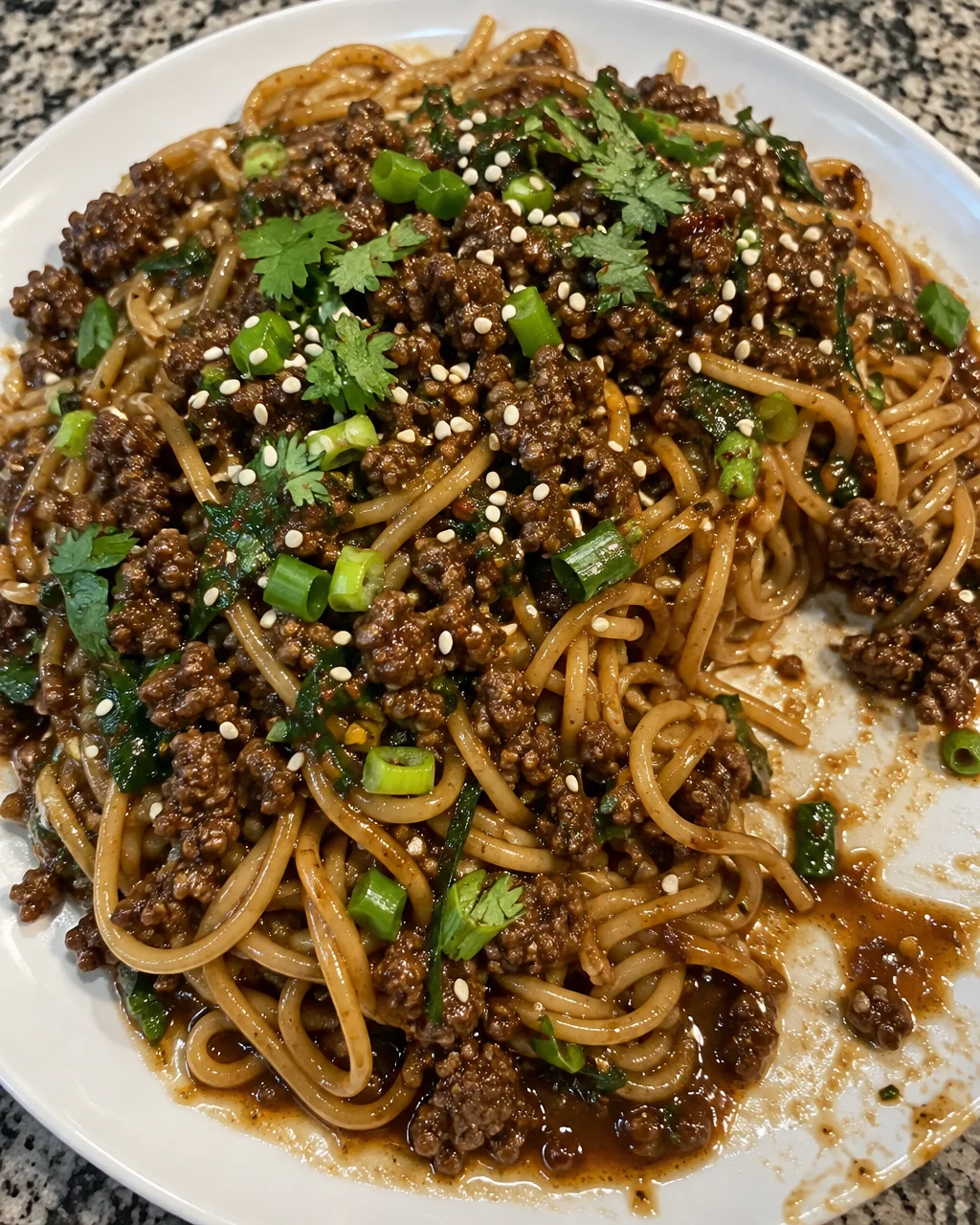 Mongolian Ground Beef with Noodles