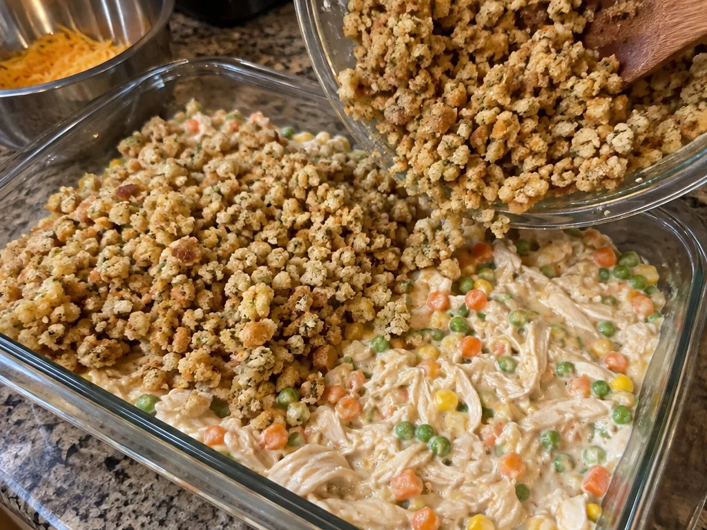 Rotisserie Chicken with Stuffing Casserole