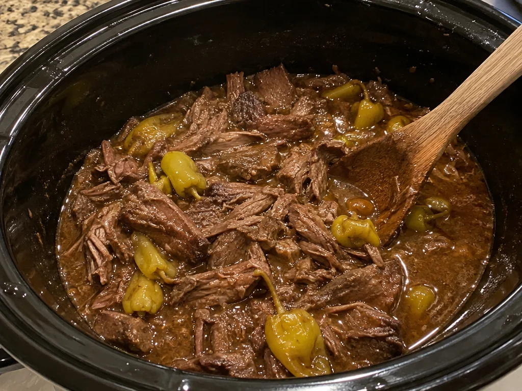 Slow Cooker Mississippi Beef and Noodles