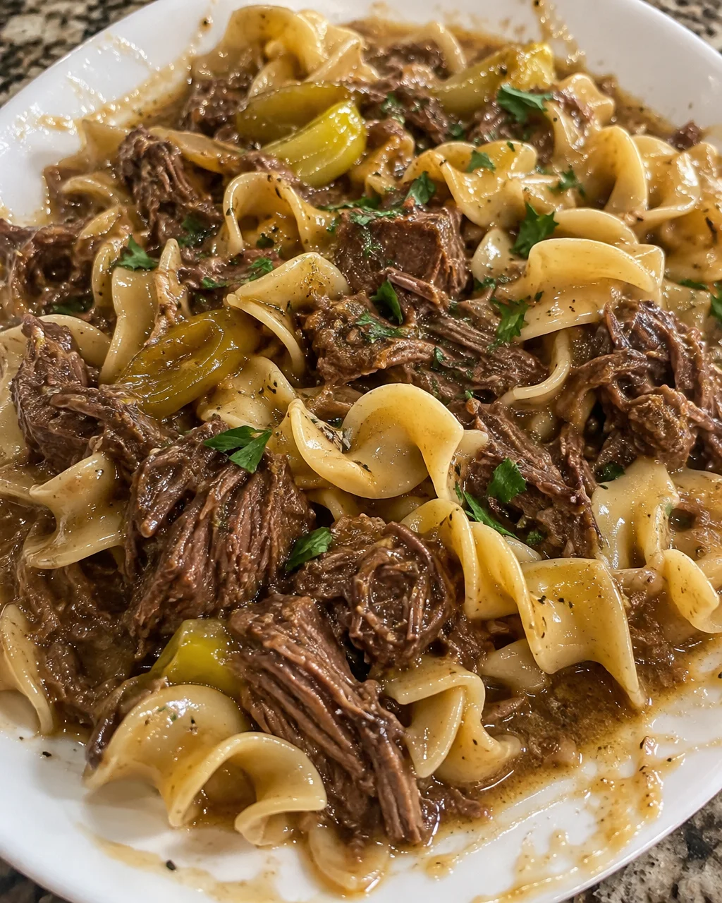 Slow Cooker Mississippi Beef and Noodles
